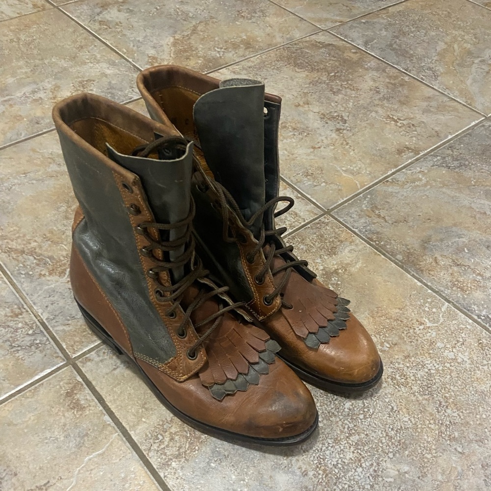 Vintage leather Boulet lace up boots